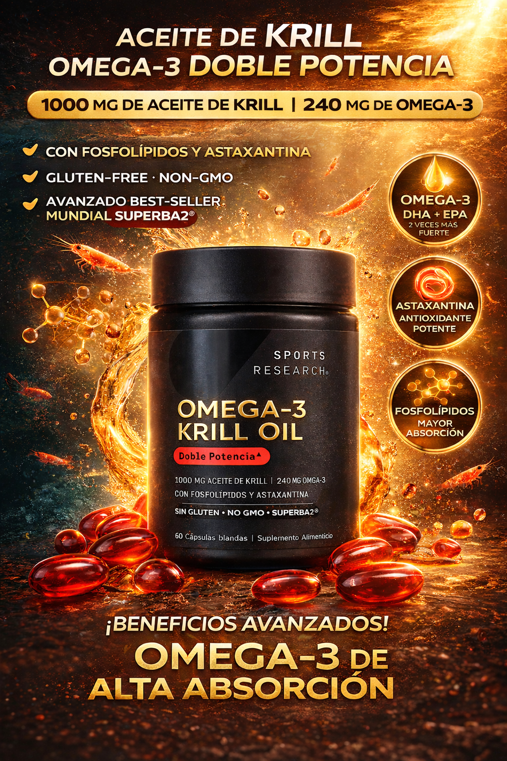 Omega-3 Krill Oil Doble Potencia❤️